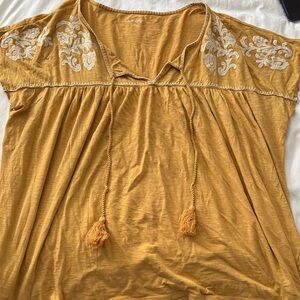 Wonderly Mustard Blouse with Cream Embroidery